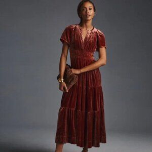Anthropologie Velvet Somerset Maxi Dress Raspberry – Large